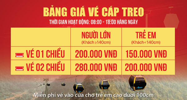 Giá Vé Cáp Treo Hương Bình